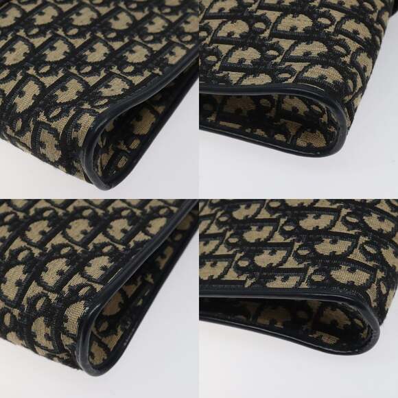 DIOR Trotter Canvas Shoulder Bag Navy Gold - Picture 10 of 12